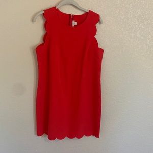 Coral scalloped J Crew shift dress